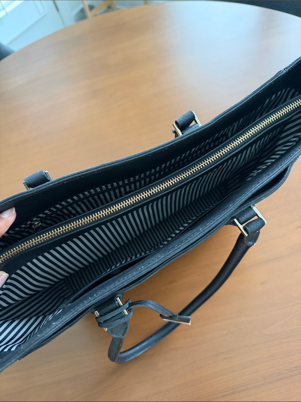 kate spade Black Saffiano Leather Tote with Front Pocket - Picture 2 of 4